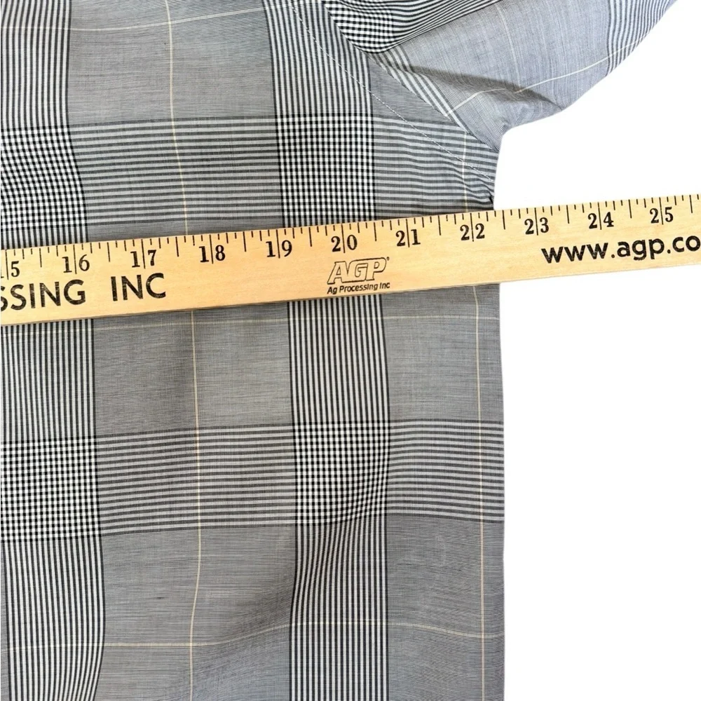 Eton Contemporary Gray Plaid Dress Shirt Size 16 / 41 Luxury Euro Classic Office